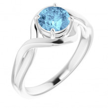 14K White Aquamarine Ring - 7184060003P