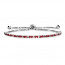 Quality Gold Sterling Silver Rhodium-plated July Birthstone Red CZ Adj Bracelet - QG4757JUL