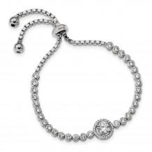 Quality Gold Sterling Silver Rhodium-plated CZ Adjustable Bracelet - QG4624