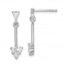 Quality Gold Sterling Silver Rhodium-plated CZ Arrow Dangle Post Earrings - QE15083