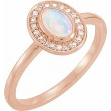 14K Rose Opal & .08 CTW Diamond Halo-Style Ring - 71821632P