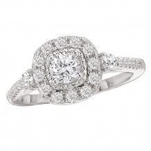 14k White Gold Halo Semi-Mount Diamond Engagement Ring