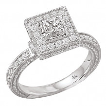 14k White Gold Halo Semi-Mount Diamond Engagement Ring