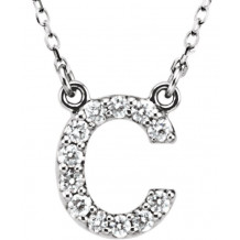 14K White Initial C 1/8 CTW Diamond 16 Necklace - 67311102P