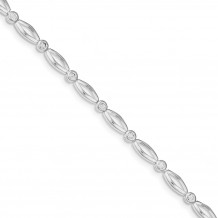 Quality Gold Sterling Silver Rhodium-plated 7inch Polished Fancy CZ Bracelet - QX284CZ