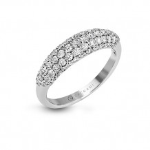 Zeghani 14k White Gold Pave Diamond Domed Band