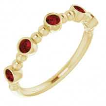 14K Yellow Stackable Mozambique Garnet Bead Ring - 71991606P