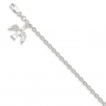 Quality Gold Sterling Silver Dove Charm Bracelet - QG1552-7