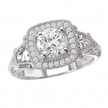 La Vie 14k White Gold Halo Semi-Mount Diamond Engagement Ring