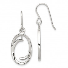 Quality Gold Sterling Silver Polished Oval Dangle Earrings - QE7166