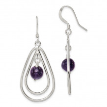 Quality Gold Sterling Silver Amethyst Dangle Earrings - QE3043