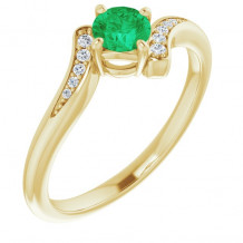 14K Yellow Emerald & .04 CTW Diamond Ring - 719936004P