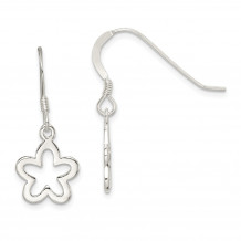 Quality Gold Sterling Silver Polished Flower Dangle Earrings - QE9026