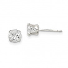 Quality Gold Sterling Silver 4.5mm Round Snap Set CZ Stud Earrings - QE7474