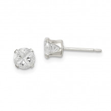 Quality Gold Sterling Silver 4.5mm Round Snap Set CZ Stud Earrings - QE7474