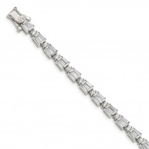 Quality Gold Sterling Silver Baguette & Round CZ Bracelet - QX960CZ