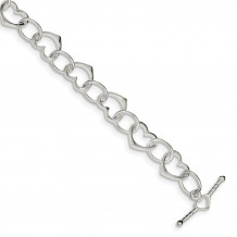 Quality Gold Sterling Silver Heart & Circle Link Bracelet - QG1503-7.5