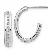 Quality Gold 14k White Gold Diamond Fascination Hoop Earrings - DF244