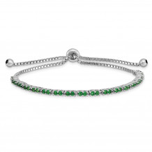 Quality Gold Sterling Silver Rhodium-plated May Birthstone Green CZ Adj Bracelet - QG4757MAY