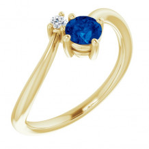 14K Yellow Blue Sapphire & .025 CTW Diamond Ring - 7203460000P