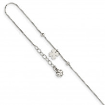 Quality Gold Sterling Silver Clover Dangle with 1in ext Anklet - QG4792-9