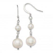 Quality Gold Sterling Silver Polished Freshwater Cultured Pearl Dangle Earrings - QE9364