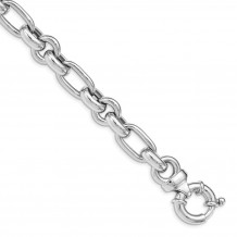 Quality Gold Sterling Silver Rhodium Plated Polished Link Bracelet - QG4816-7.75