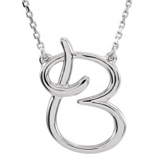 14K White Script Initial B 16 Necklace - 84635114P