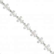 Quality Gold Sterling Silver Polished Fleur De Lis Bracelet - QG3004-7.5