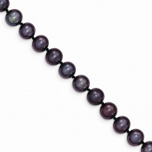 Quality Gold 14k Black Near Round Freshwater Cultured Pearl Bracelet - BPN070-7.5