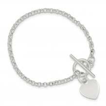 Quality Gold Sterling Silver Fancy Heart Bracelet - QG2172-7.5