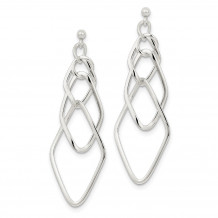 Quality Gold Sterling Silver Polished Geometric Post Dangle Earrings - QE8897