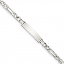 Quality Gold Sterling Silver Engraveable Childrens ID on Figaro Link Bracelet - QID57-6