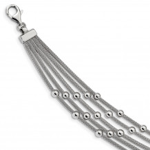 Quality Gold Sterling Silver Rhodium-plated Beaded Mesh Multi Strand Bracelet - QG4556-7.25