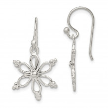 Quality Gold Sterling Silver Snowflake Shepherd Hook Dangle Earrings - QE8810