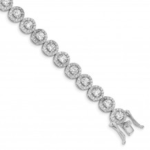 Quality Gold Sterling Silver Rhod-plated CZ Tennis Bracelet - QG4875-7.5