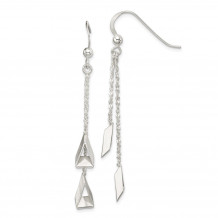 Quality Gold Sterling Silver 3-D Triangle Dangle Earrings - QE14674
