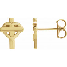 14K Yellow Heart & Cross Earrings - R17019601P