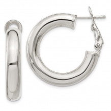 Quality Gold Sterling Silver Omega Back Hoop Earrings - QE6636