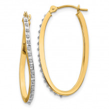 Quality Gold 14k Diamond Fascination Twist Hinged Hoop Earrings - DF225