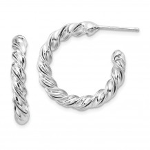 Quality Gold Sterling Silver Rhodium-plated Polished Twisted Post Hoop Earrings - QE13188
