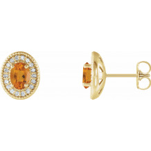 14K Yellow Citrine & 1/5 CTW Diamond Halo-Style Earrings - 86630687P