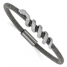 Quality Gold Sterling Silver Ruthenium-plated   CZ Snake Mesh Bracelet - QB963