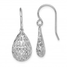 Quality Gold Sterling Silver Rhodium-plated  Hollow Tear Drop Dangle Earrings - QE15283