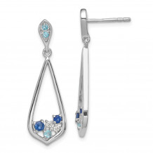 Quality Gold Sterling Silver Rhodium-plated Polished   CZ Post Dangle Earrings - QE12378