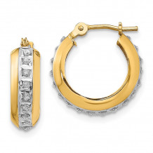 Quality Gold 14kDiamond Fascination Round Huggy Hinged Hoop Earrings - DF133