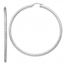 Quality Gold Sterling Silver Rhodium-plated  3x70mm Hoop Earrings - QE8096