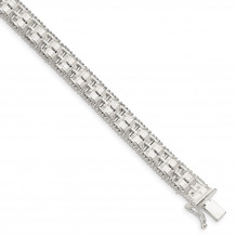 Quality Gold Sterling Silver 7.5mm Diamond-cut Woven 7.5in Bracelet - QG4857-7.5