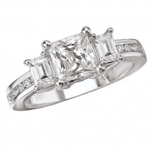 14k White Gold 3-Stone Semi-mount Diamond Engagement Ring