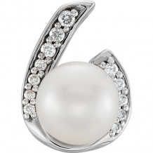 Stuller 14k White Gold Pearl and .07ct Diamond Pendant